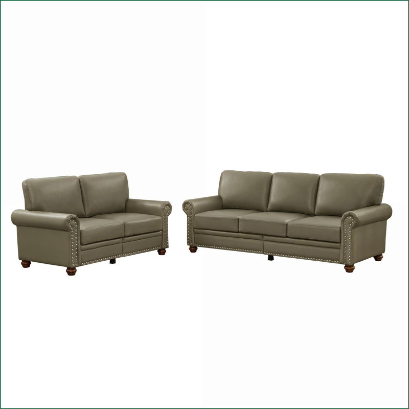 Canapé modulaire en cuir synthétique taupe 2 + 3 places avec rangement | Standard moderne, Similicuir gris