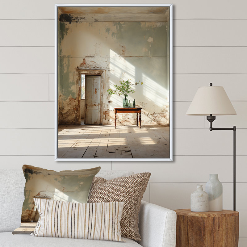 Beige, minimalisme, espace vide, étreinte, H 32 po x l 16 po x P 1 po, Cadre flottant blanc