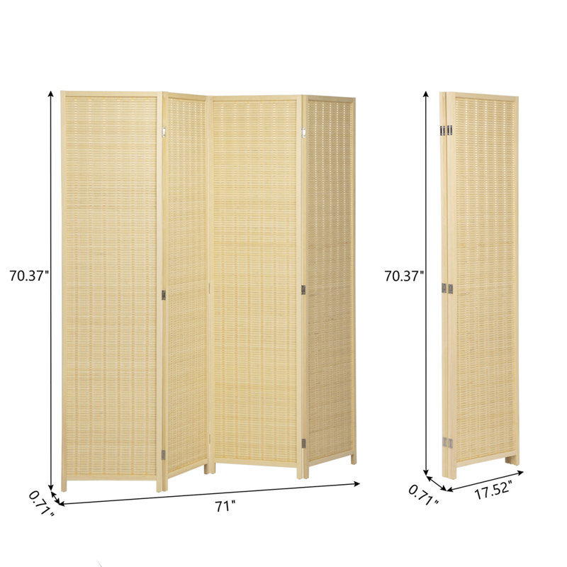 Cloison 4 panneaux en bois massif Arthurs l 0,71 po x H 70,37 po