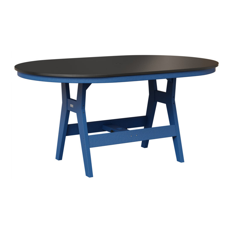 Table de bar berlinoise Berlin, Bleu pacifique, H 38,87 po x l 64 po x P 44 po, Noir martelé