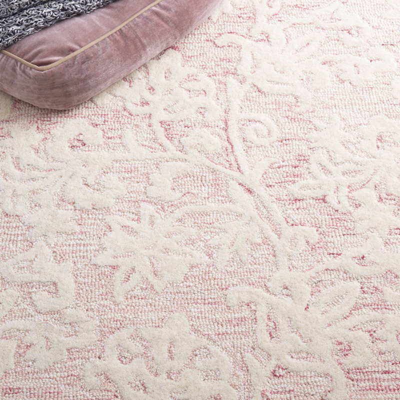 Tapis en laine touffeté à la main à motif de laine Martha Stewart, Rond 6 po