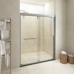 Porte de douche double porte semi-encadrée l 48 po x H 71 po