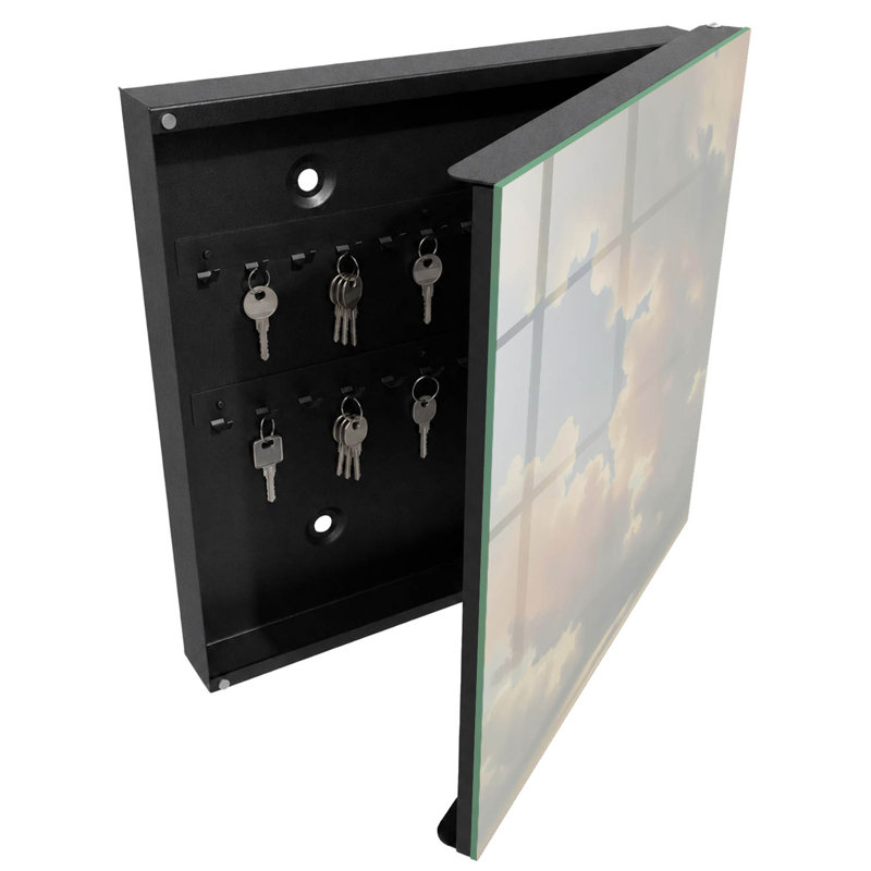 Key cabinet, Opens to the right, 30x30x5, White, Fluffy clouds in a bright sky, 