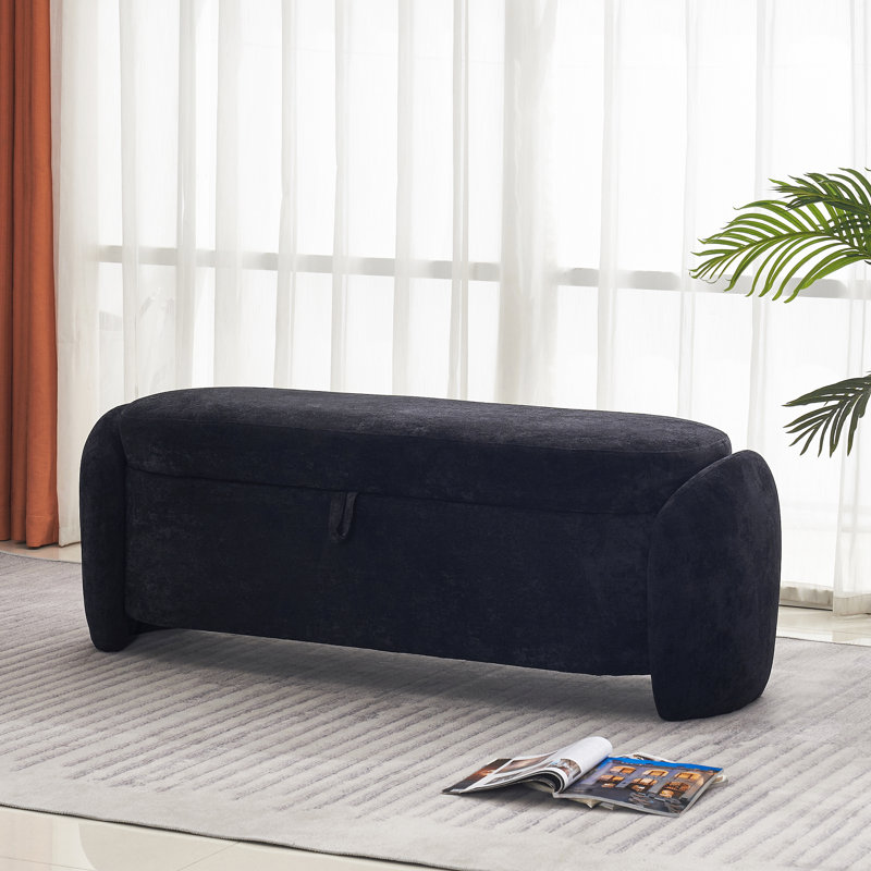 Banc de rangement rembourré avec tabouret Aseeb, Bleu foncé