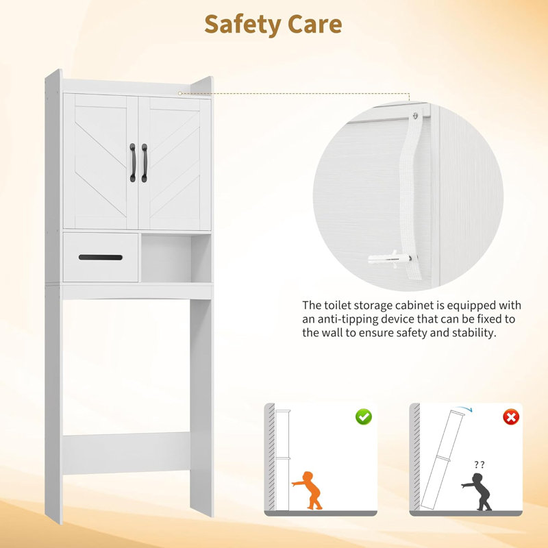 Over The Toilet Storage Cabinet Bathroom Organizer Space-saving Toilet Rack, White