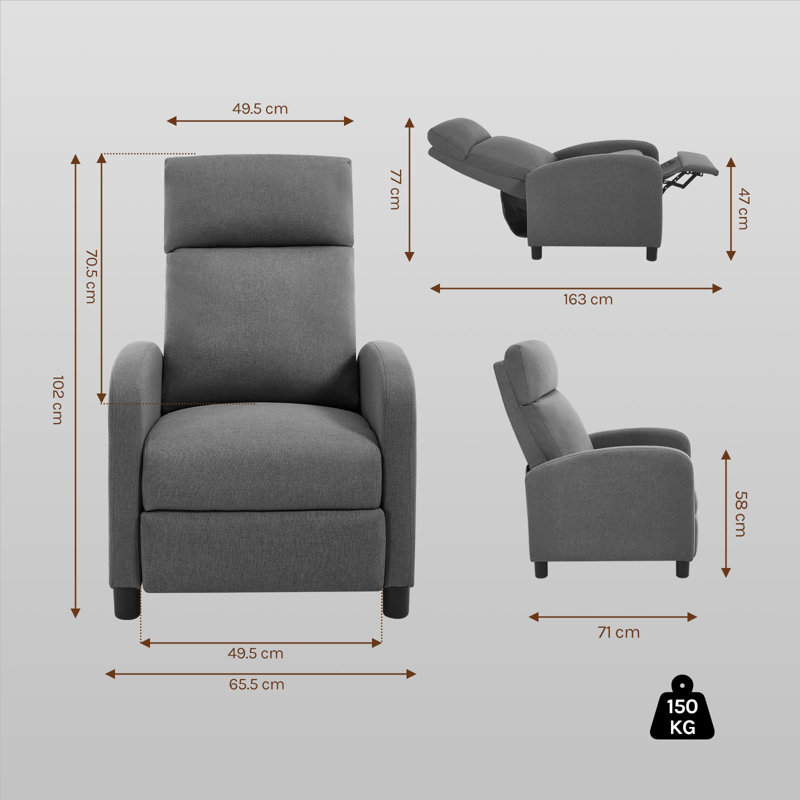 65.5cm Wide Standard Recliner, Darrk Grey