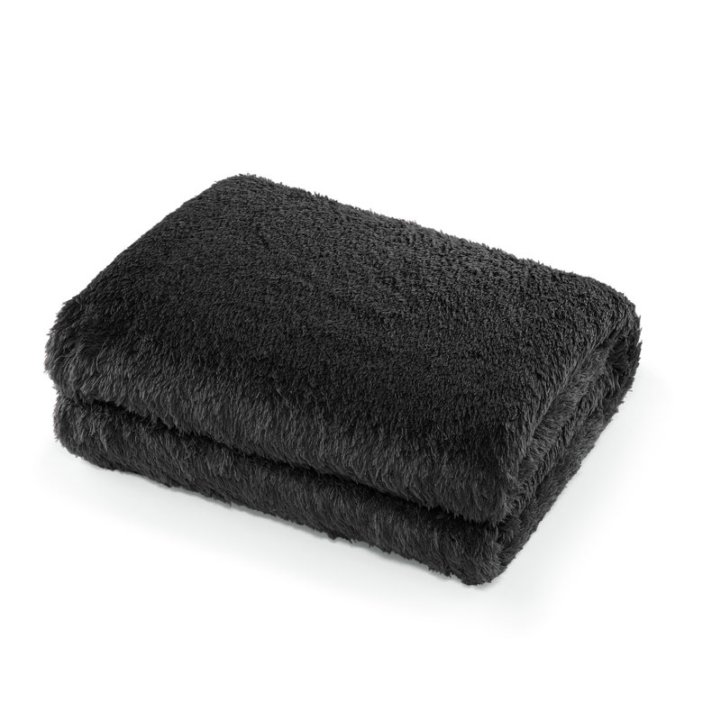 Jeté en sherpa CBCHome Cozy Chenille, Noir de jais, Jeté