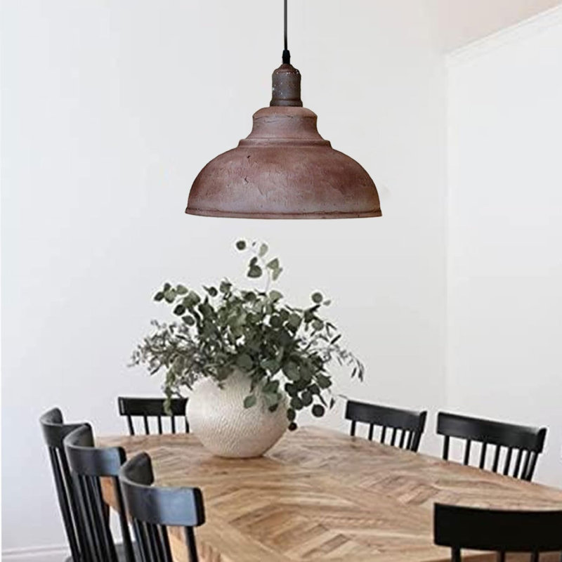 17cm H Metal Dome Lamp Shade, Clay