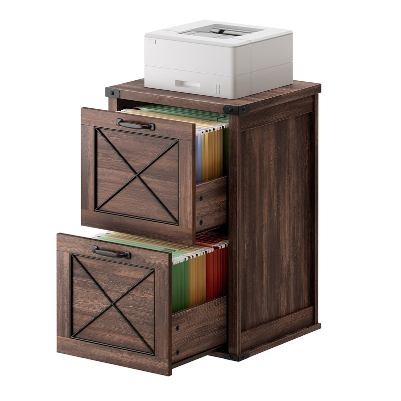 2-Drawer Filing Cabinet and Printer Stand, Maroon Brown