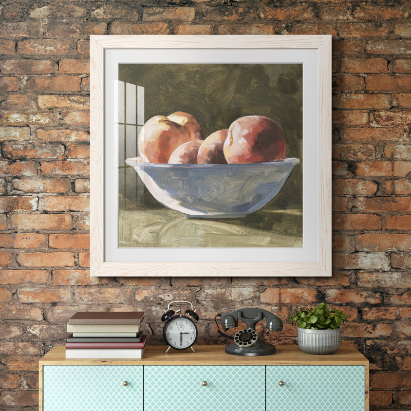 «Bowl of Peaches I-Premium», reproduction encadrée prête à être accrochée, H 20 po x l 20 po x P 1,5 po, Cadre blanc