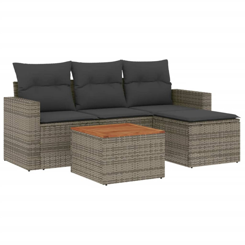  Ensemble de canapé de jardin modulaire en rotin PE gris