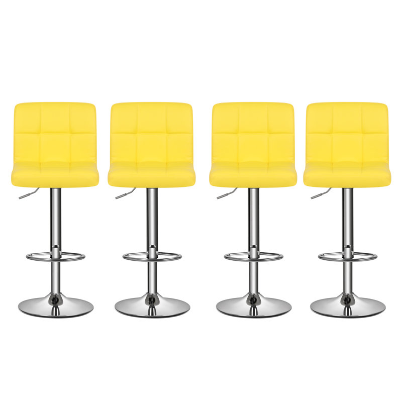 Defoor Siebeld Swivel Adjustable Height Bar Stool, Yellow, 2