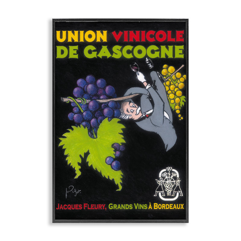 Affiche antique de raisins et de vin, estampe numérique, conception de Jean-Pierre Got, H 30 po x l 20 po