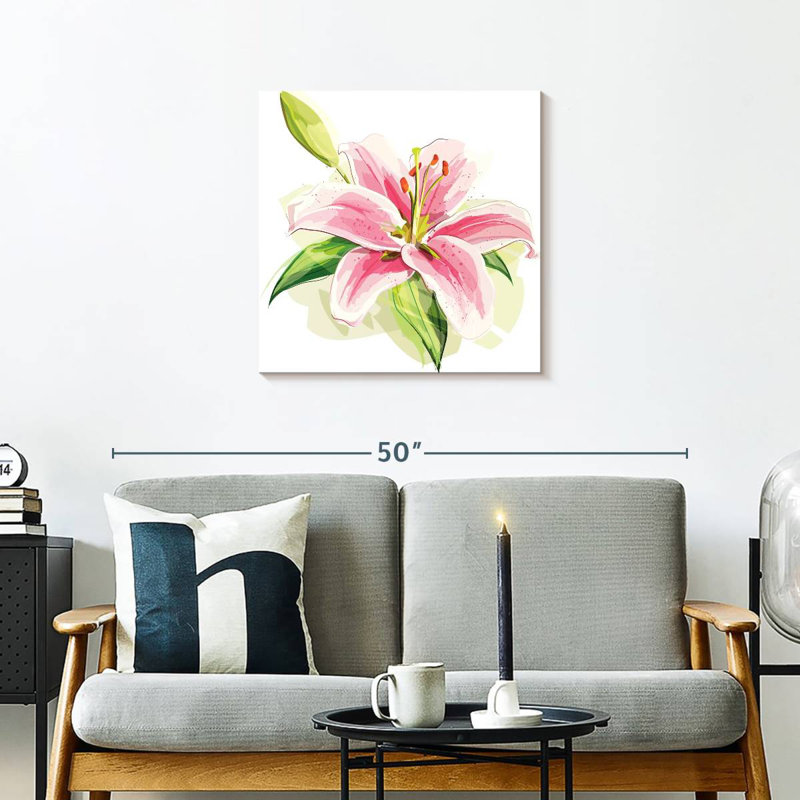 Harnek Single Pink Lily, 24" H x 24" W