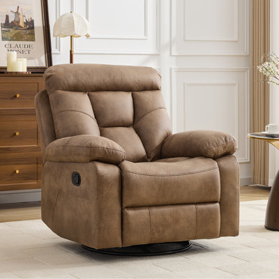 37.4" Wide Super Soft Padding Manual Recliner With Swivel And Rocking by Latitude Run