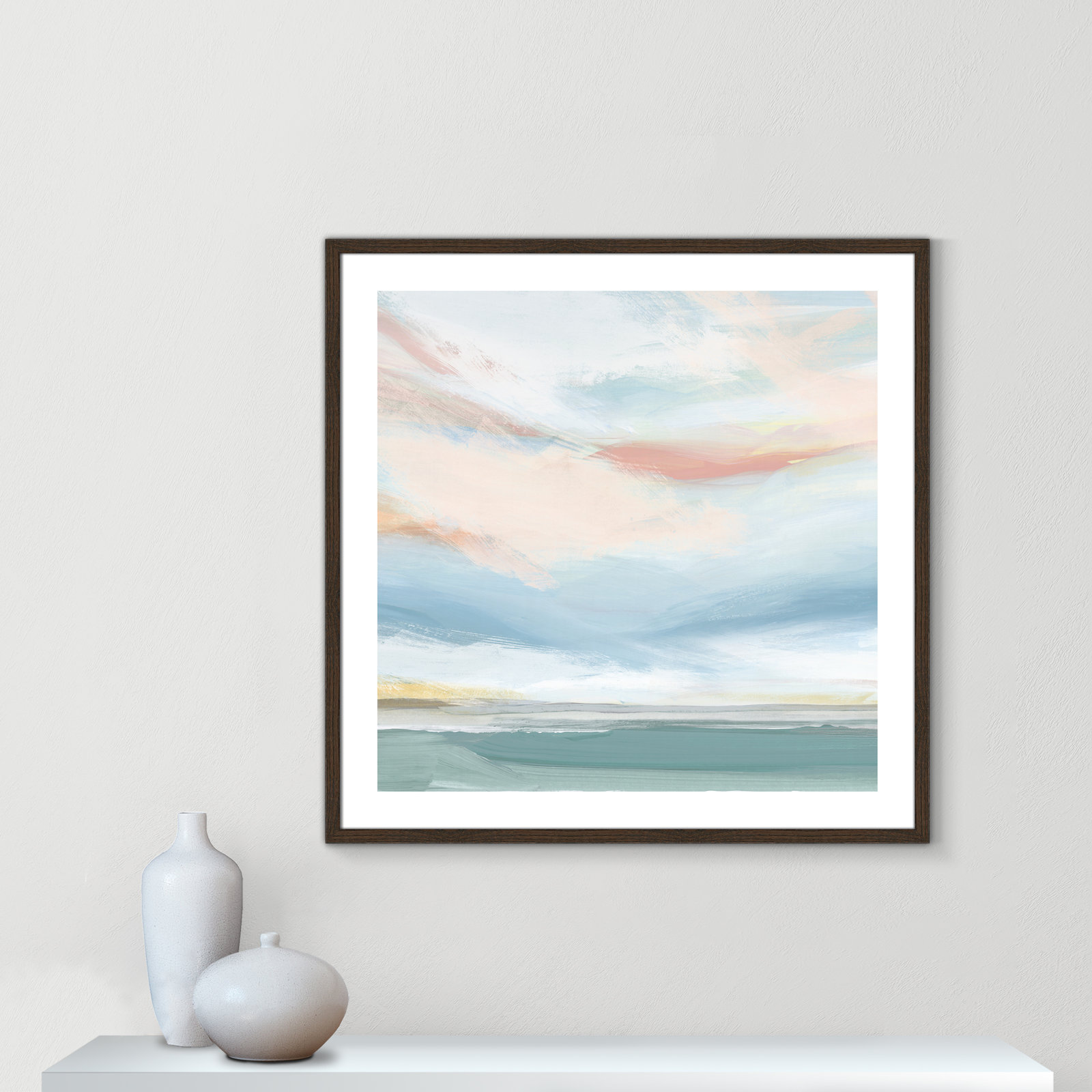 Delphi "Sweetness I" Painting by Isabelle Z, Walnut Wood Framed Paper, 33.25" H x 33.25" W x 0.88" D