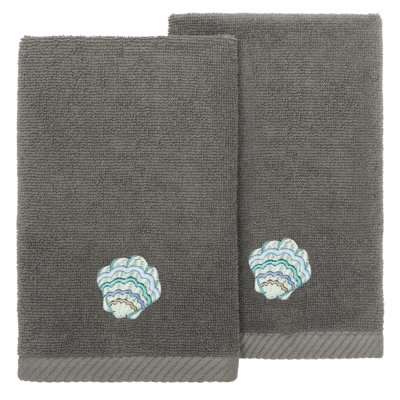 2 Piece Turkish Cotton Aaron Embellished Fingertip Towel Set