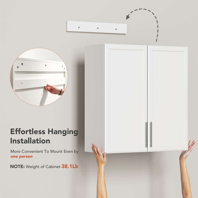 60" Laundry Room Wall Cabinets, White