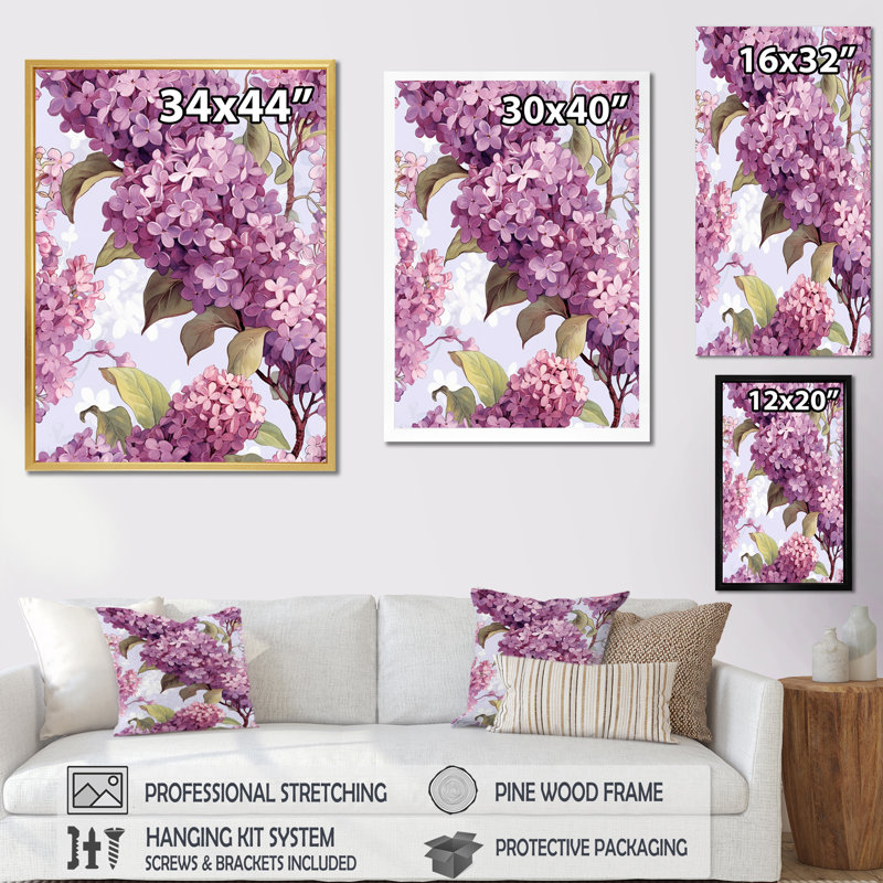 "Lilac mauve", impression sur toile encadrée, H 20 po x l 12 po x P 1 po, Cadre simple blanc
