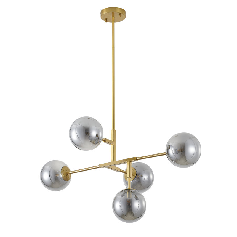 Modern 5 Light Globe Gold Chandelier
