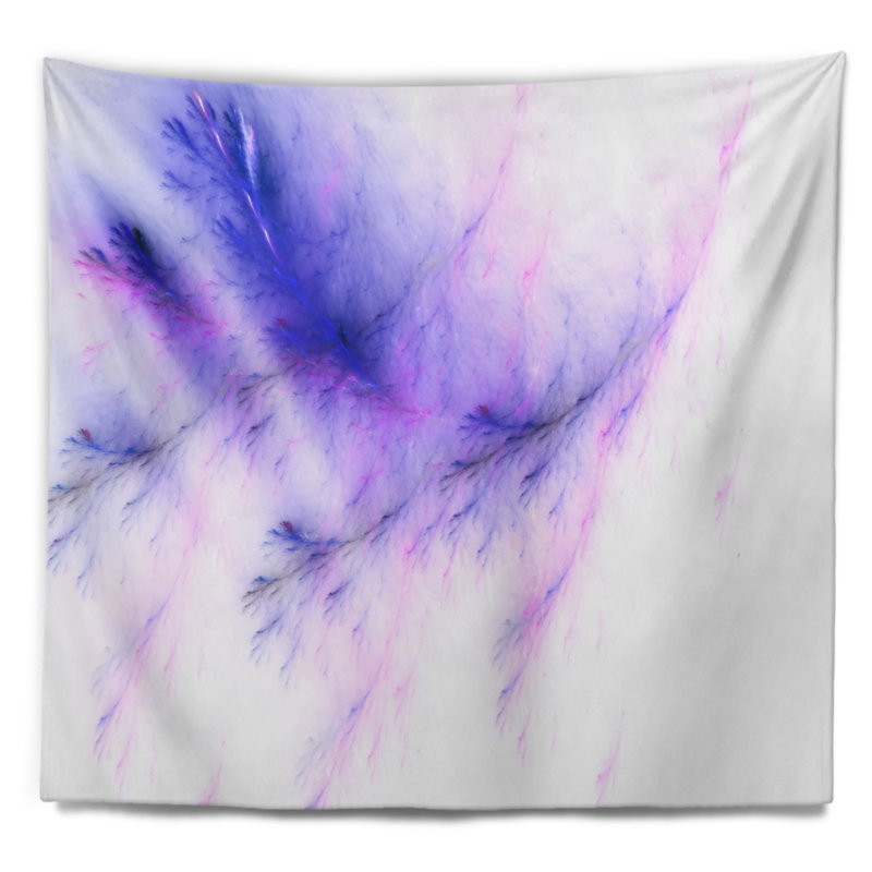 Tapisserie abstraite veines de marbre bleu vif, H 32 po x l 39 po