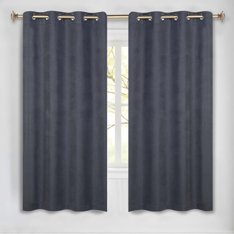 Paire de rideaux unis obscurcissant 100% lavable à la machine, Gris anthracite, L 52 po x L 63 po