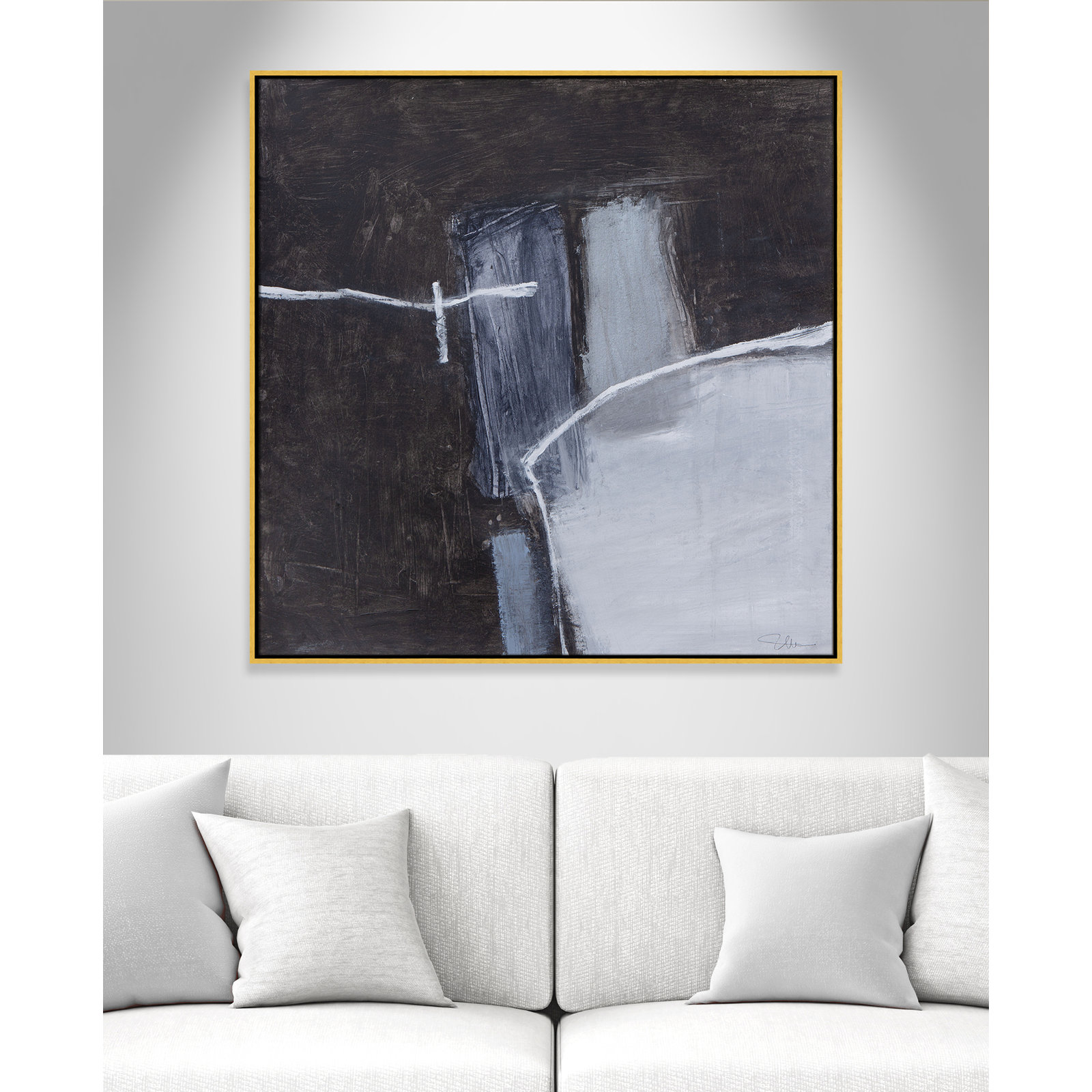 Graphite Gemstones Collection "Graphite Gemstones I" Print, Gold, 41.5" H x 41.5" W