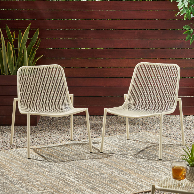 Chaise d'extérieur moderne (ensemble de 2), Blanc mat