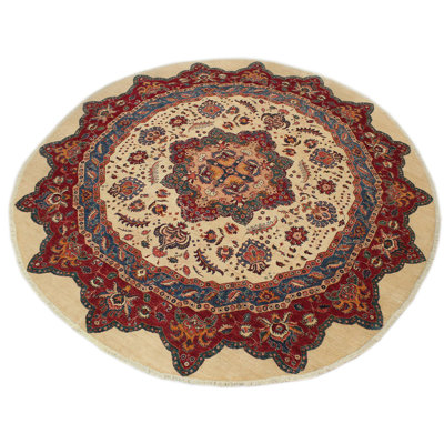 Tapis oriental beige en laine noué à la main Cartley