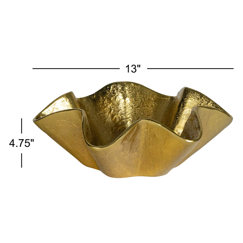 Pedicoat Metal Bowl Small (Brass), 4.75" H x 13" W x 13" D, Brass