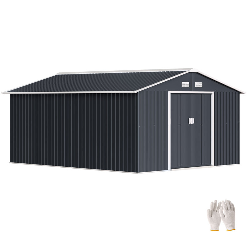 11 ft. W x 13 ft. D Metal Garden Shed, Grey