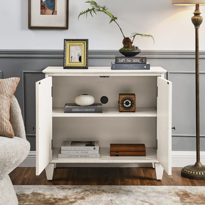 2-Door Accent Storage Cabinet with Adjustable Shelves, Antique White