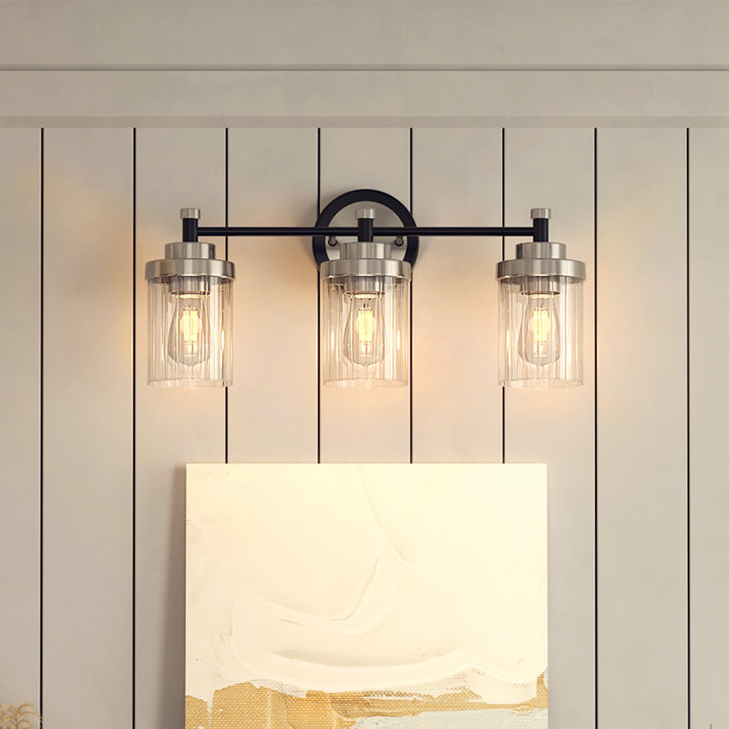 Crelake Dimmable Vanity Light, Matte Black/Brushed Nickel, 3