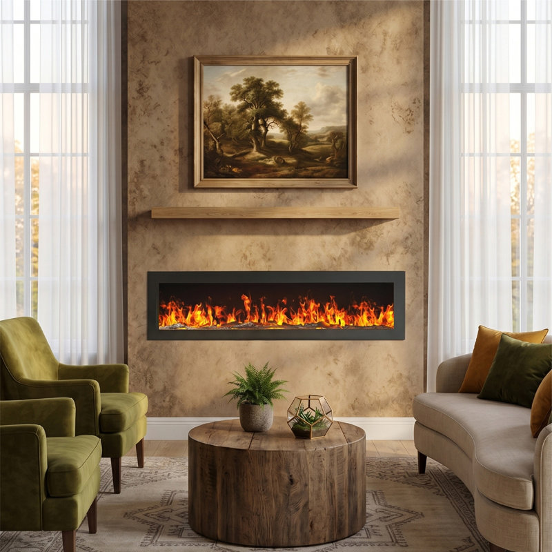 Brayden Studio 127cm W Black Electric Fireplace