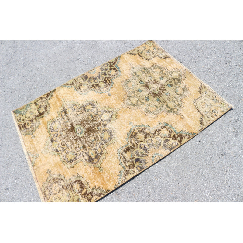 Petit tapis turc vintage orange pour tapis de cuisine bohémien