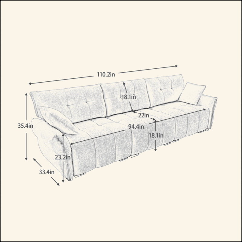 Cet ensemble de canapé à 3 places, avec 2 repose-pieds et coussins, possède une structure en bois massif, une housse en chenille texturée, des coussins à rebond élevé, idéal pour les salons, les appartements et les salons