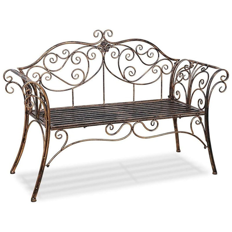 Metal Garden Bench, Brown