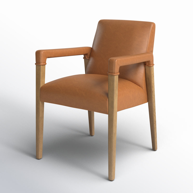 Reuben Upholstered Arm Chair, Faux Leather Brown