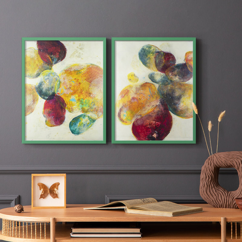 «Earthy Fragments I», reproduction encadrée de qualité supérieure - prête à être accrochée - aucun clou requis - aucun clou requis