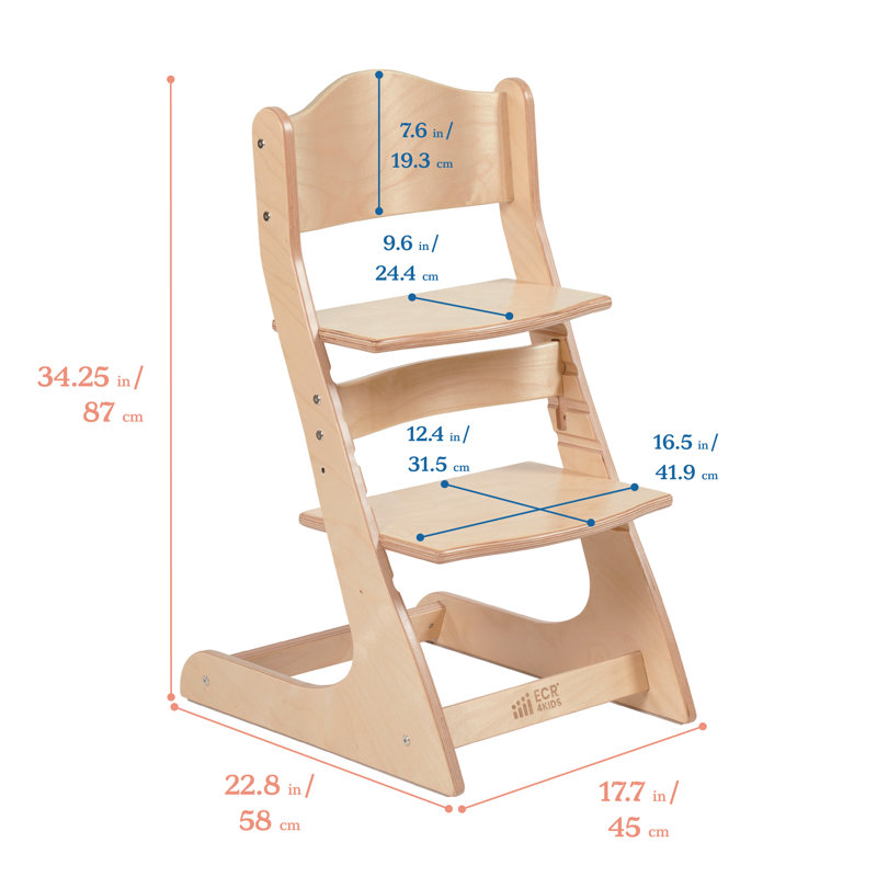 ECR4Kids Grows with Me Transitional Chair, Wooden, Montessori Furniture, Natural