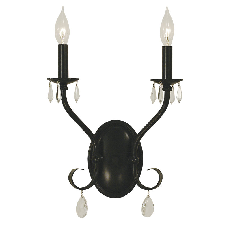 Lampe murale bougie 2 lumières Mallie, Noir mat