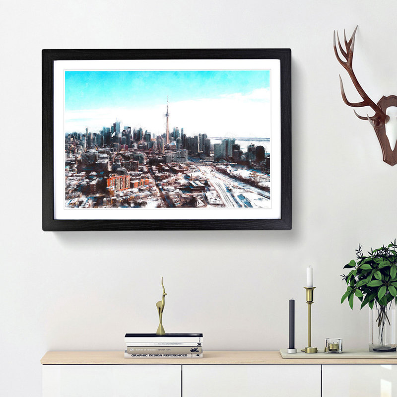 Snowy Toronto - Picture Frame Painting Print, 45cm H x 63cm W x 2cm D, Black Framed