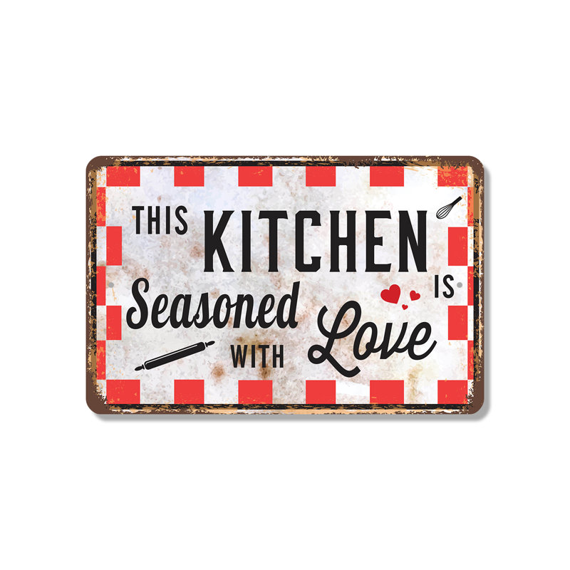Cette cuisine est assaisonnée avec amour, panneau en plastique de 13 po x 20 po