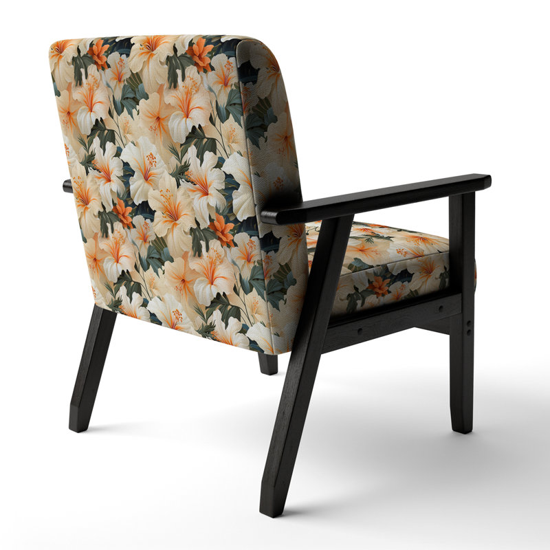 Papaya Dreams Tropical Pattern - Upholstered Coastal Arm Chair, Orange Accent Chair, Papaya Dreams Tropical Pattern