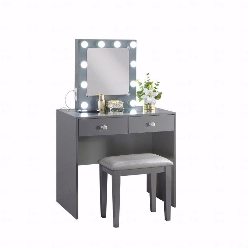Maquillage pour salle de bain gris, style chambre à coucher, 10 lumières, port, prise de courant, 2 tiroirs, mode avec look chic