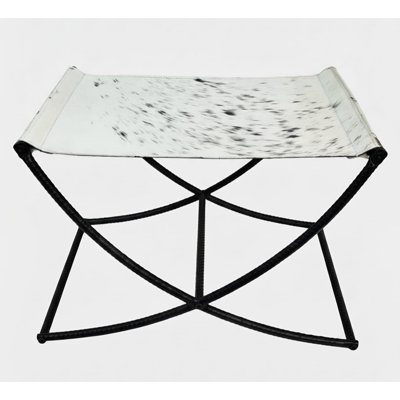 Genuine Cowhide Hair-on-Hide X-Base Accent Stool
