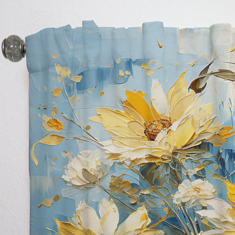 Armington Azure Fields Sunflowers - Sunflowers Curtain - Velvet Room Darkening - 1 panel, 52" W x 120" L