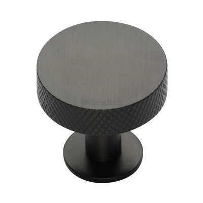 Heritage Brass Cabinet Knob Knurled Disc Design with Rose
