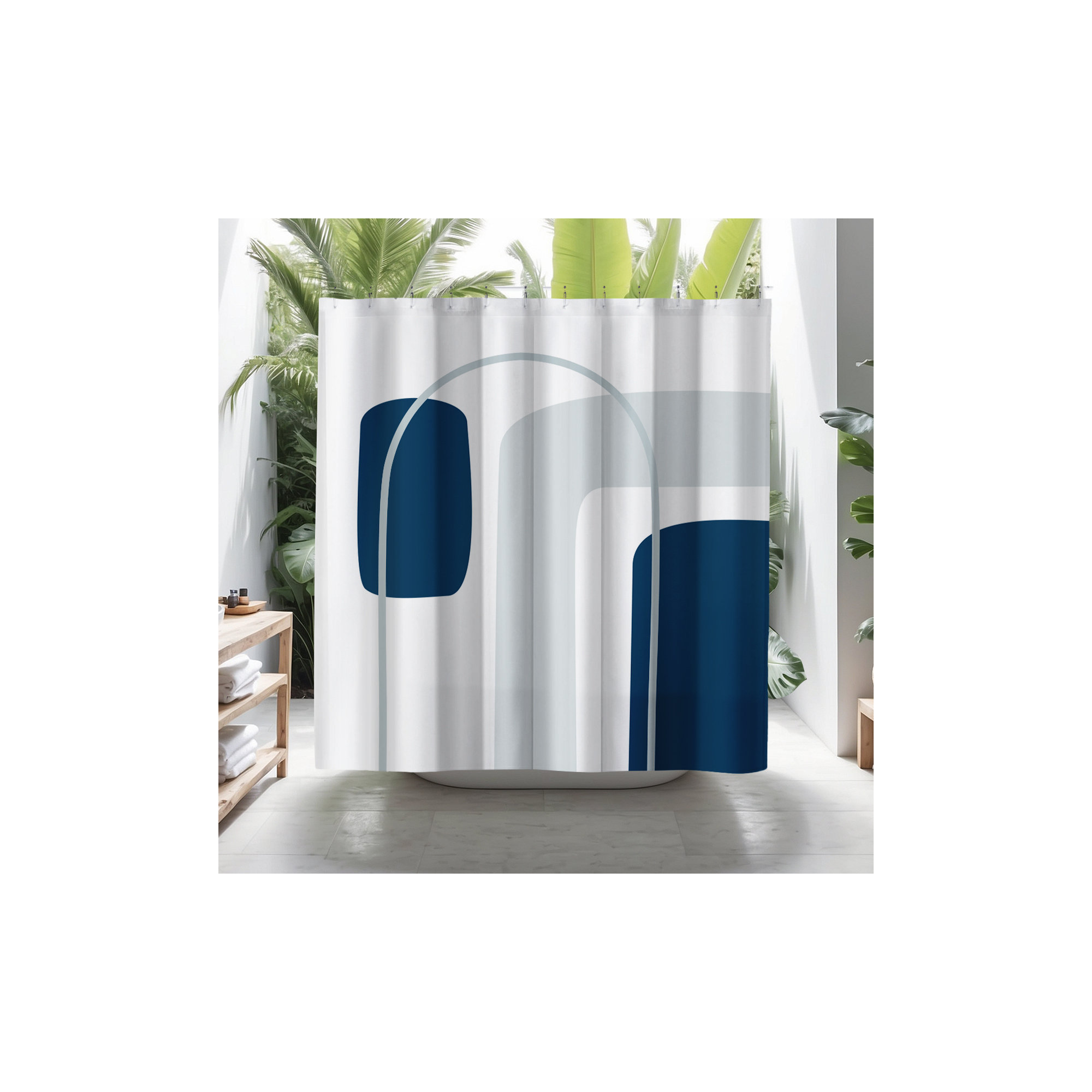 Hagan Polyester Shower Curtain, Gray