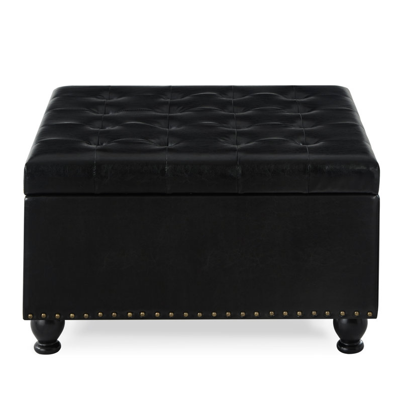 Black Faux Leather Storage With Construction And Space Robust Frame Option